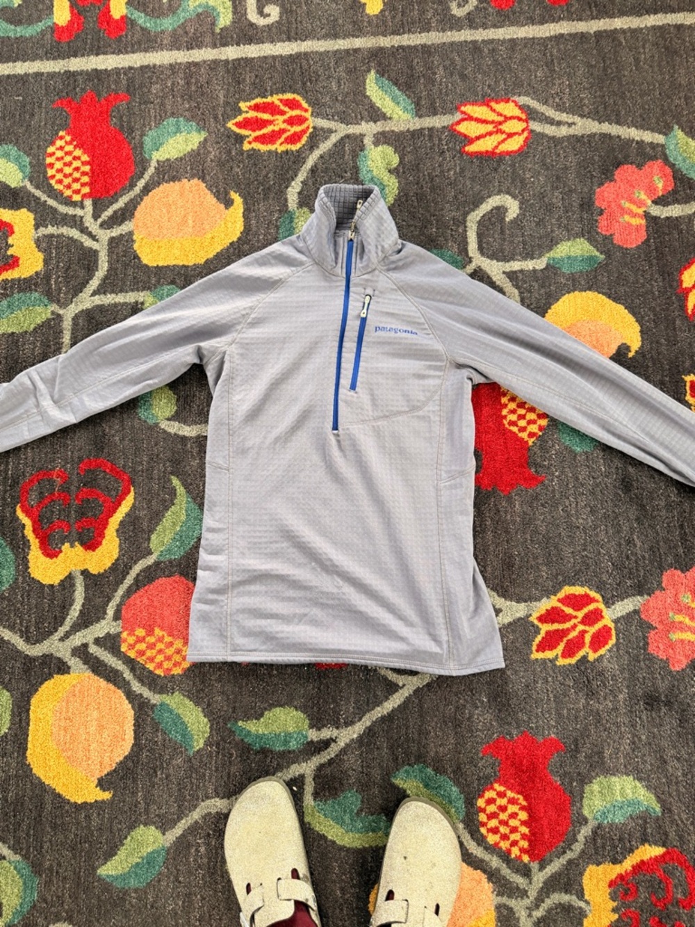 Patagonia Light lavender Quarter-Zip R waffle fleece top Pullover with Blue Trim